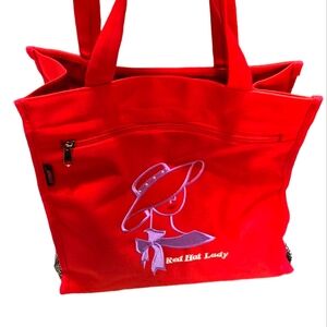 ``RH25752 Red Hat Lady Red Tote with Wallet/Checkbook Cover